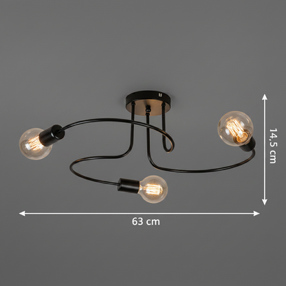 PEVEK Classic Chandelier, 63cm, 3xE27, Aluminum, Black