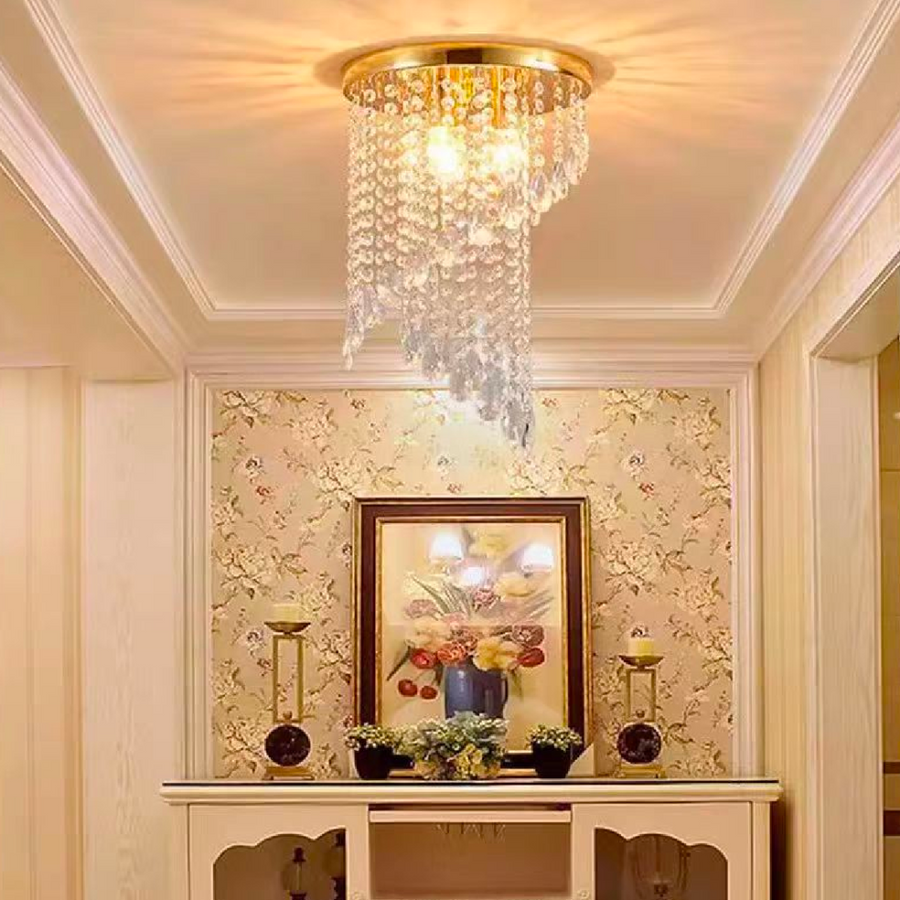 LINDERHOF Petito Crystal Chandelier, Diameter 30cm, 2xE14, Shiny Gold LED Chandeliers & Crystals Default Title Alessandro Design