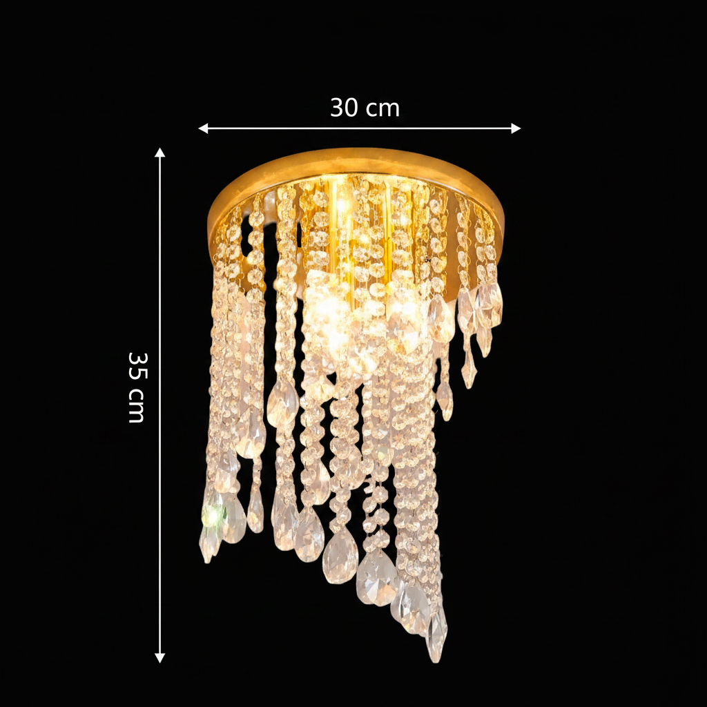 LINDERHOF Petito Crystal Chandelier, Diameter 30cm, 2xE14, Shiny Gold LED Chandeliers & Crystals Default Title Alessandro Design