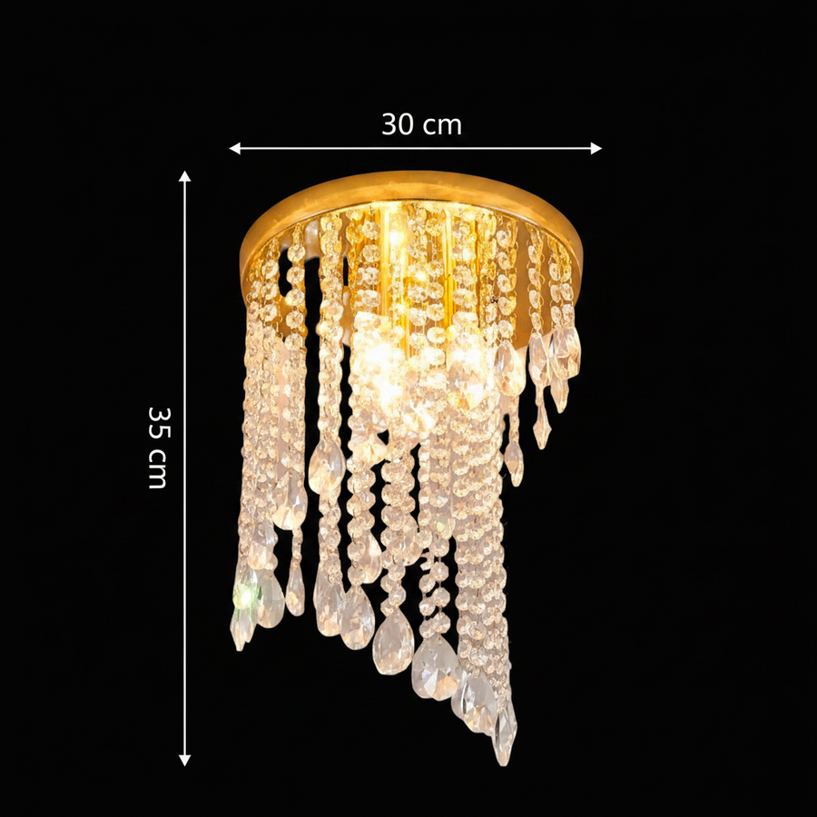 LINDERHOF Petito Crystal Chandelier, Diameter 30cm, 2xE14, Shiny Gold LED Chandeliers & Crystals Default Title Alessandro Design