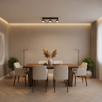 EPS Chandelier, 3xG53, 61x15cm, Metal and Plastic, Black