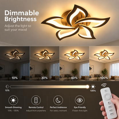 LED Chandelier with Remote Control LT660/5BK, 5 Elements, 54W, Light 3000/4000/6000K, Black, Adjustable Height