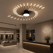 DASHOGUZ LED Chandelier, Ø105cm, 8W, 28 Arms, Neutral Light, Metal and Acrylic, Black and Gold