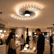 DASHOGUZ LED Chandelier, Ø105cm, 8W, 28 Arms, Neutral Light, Metal and Acrylic, Black and Gold