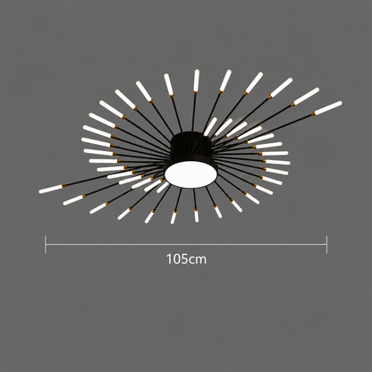 DASHOGUZ LED Chandelier, Ø105cm, 8W, 28 Arms, Neutral Light, Metal and Acrylic, Black and Gold