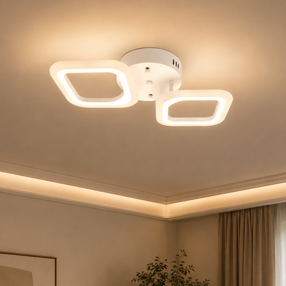 LED chandelier ERIKA 27W, 2 Squares, Neutral light, White