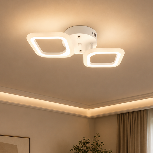 LED chandelier ERIKA 27W, 2 Squares, Neutral light, White