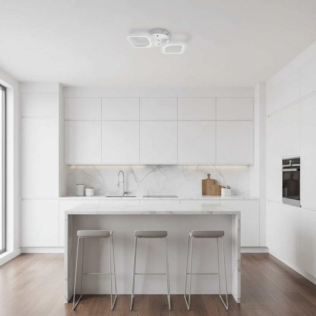 LED Chandelier ERIKA 27W, 2 Squares, Neutral light, White Applied LED Chandeliers Default Title Alessandro Design