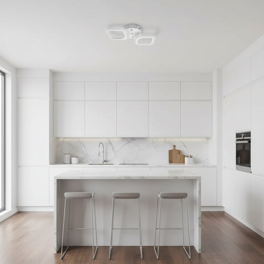 LED Chandelier ERIKA 27W, 2 Squares, Neutral light, White Applied LED Chandeliers Default Title Alessandro Design