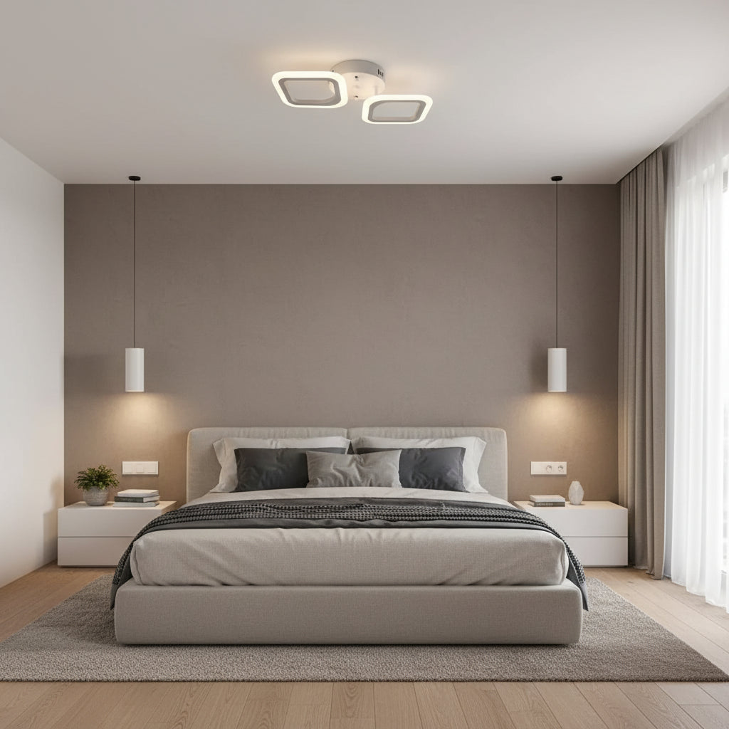 LED Chandelier ERIKA 27W, 2 Squares, Neutral light, White Applied LED Chandeliers Default Title Alessandro Design