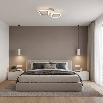 LED Chandelier ERIKA 27W, 2 Squares, Neutral light, White Applied LED Chandeliers Default Title Alessandro Design