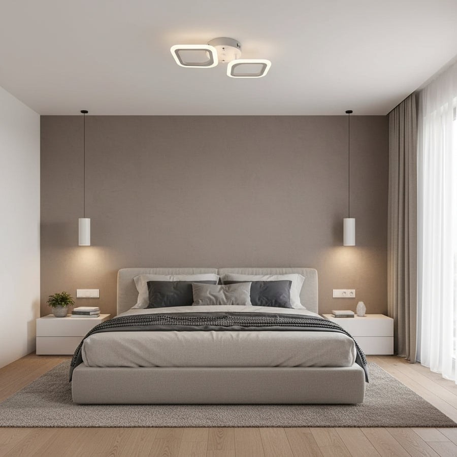 LED Chandelier ERIKA 27W, 2 Squares, Neutral light, White Applied LED Chandeliers Default Title Alessandro Design