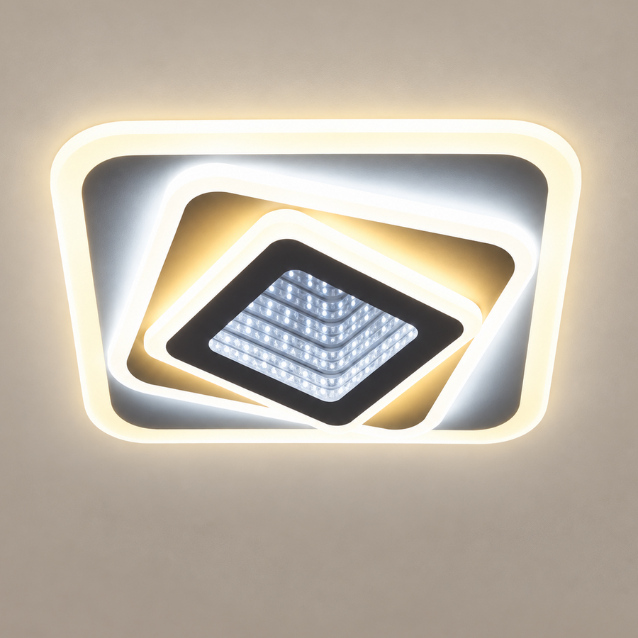 LED chandelier NEXA 3D 46W, Square, Cold/Warm/Neutral light, White