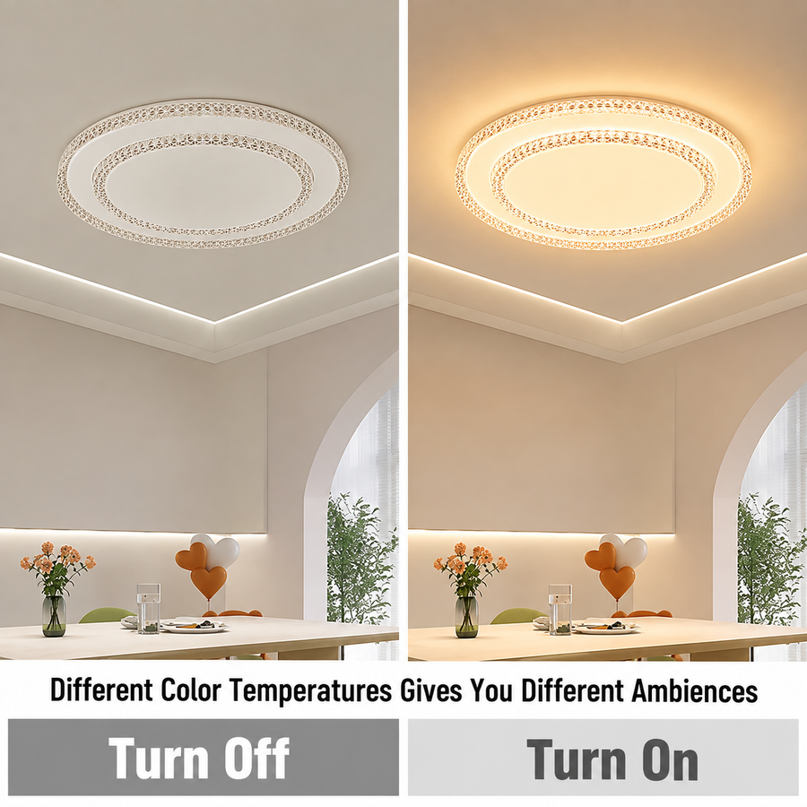 Lustra LED QIKIQTAALUK Petito, 20W, Diametru 26 cm, Lumina Calda/Neutra/Rece, Alb