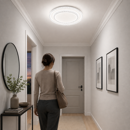 Lustra LED QIKIQTAALUK Petito, 20W, Diametru 26 cm, Lumina Calda/Neutra/Rece, Alb