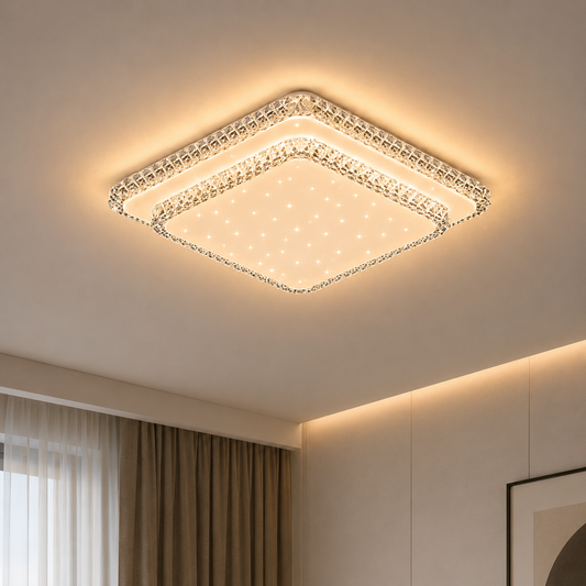 QIKIQTAALUK LED Chandelier, 40W, 38 x 38 cm, Warm/Neutral/Cold Light, White