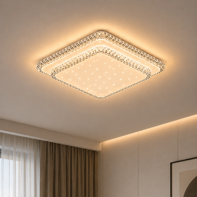 QIKIQTAALUK LED Chandelier, 40W, 38 x 38 cm, Warm/Neutral/Cold Light, White