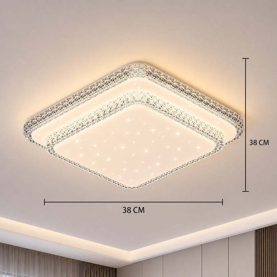 QIKIQTAALUK LED Chandelier, 40W, 33 x 33 cm, Warm/Neutral/Cold Light, White