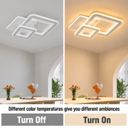 LED SQUARE 57W chandelier, 3 Squares, Cold/Warm/Neutral light, White