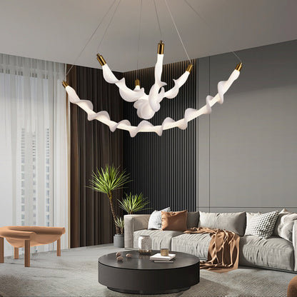 Suspended Acrylic LED Chandelier UNDA Crown, 28W, Warm/Neutral/Cold Light 3000/4000/6000K, White, Adjustable Height, Metal and Acrylic Modern Chandeliers Default Title Alessandro Design