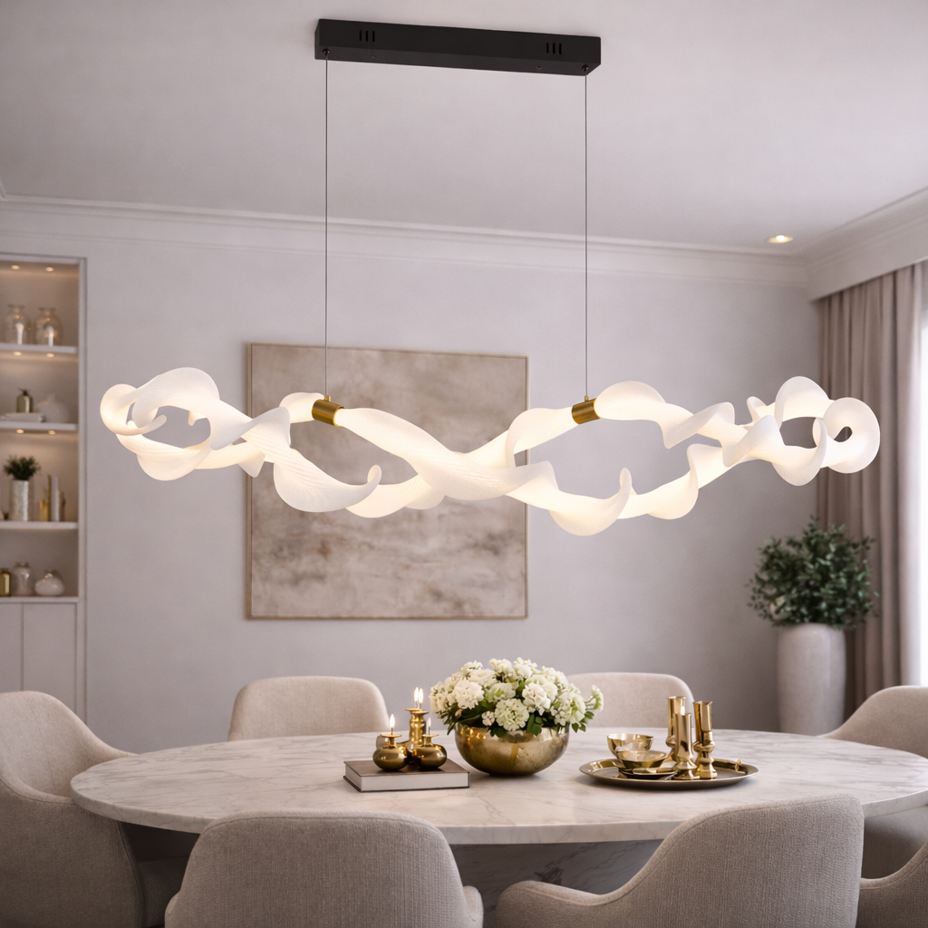 Suspended Acrylic LED Chandelier UNDA Infinity, 36W, Warm/Neutral/Cold Light 3000/4000/6000K, Golden White, Adjustable Height Modern Chandeliers Default Title Alessandro Design