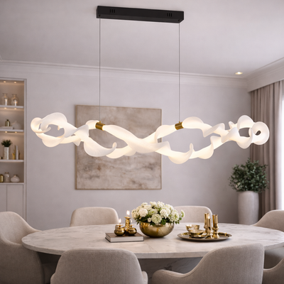 Suspended Acrylic LED Chandelier UNDA Infinity, 36W, Warm/Neutral/Cold Light 3000/4000/6000K, Golden White, Adjustable Height