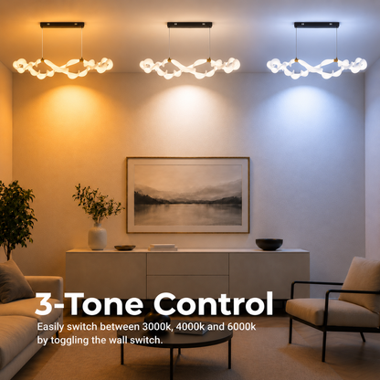 Suspended Acrylic LED Chandelier UNDA Infinity, 36W, Warm/Neutral/Cold Light 3000/4000/6000K, Golden White, Adjustable Height