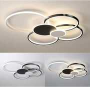LED Chandelier with Remote Control, KILLIAN, 74W, 6 Circles, Cold/Warm/Neutral Light 3000K/4000K/6000K, Dimmable, Black and White, Metal and Acrylic LED Chandeliers with Remote Control Default Title Alessandro Design
