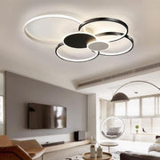 LED Chandelier with Remote Control, KILLIAN, 74W, 6 Circles, Cold/Warm/Neutral Light 3000K/4000K/6000K, Dimmable, Black and White, Metal and Acrylic LED Chandeliers with Remote Control Default Title Alessandro Design