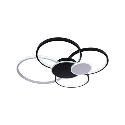 LED Chandelier with Remote Control, KILLIAN, 74W, 6 Circles, Cold/Warm/Neutral Light 3000K/4000K/6000K, Dimmable, Black and White, Metal and Acrylic LED Chandeliers with Remote Control Default Title Alessandro Design