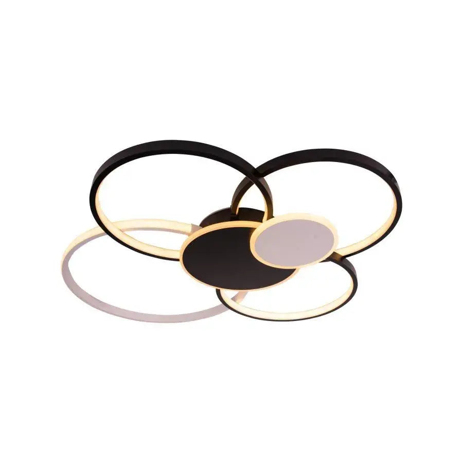 LED Chandelier with Remote Control, KILLIAN, 74W, 6 Circles, Cold/Warm/Neutral Light 3000K/4000K/6000K, Dimmable, Black and White, Metal and Acrylic LED Chandeliers with Remote Control Default Title Alessandro Design