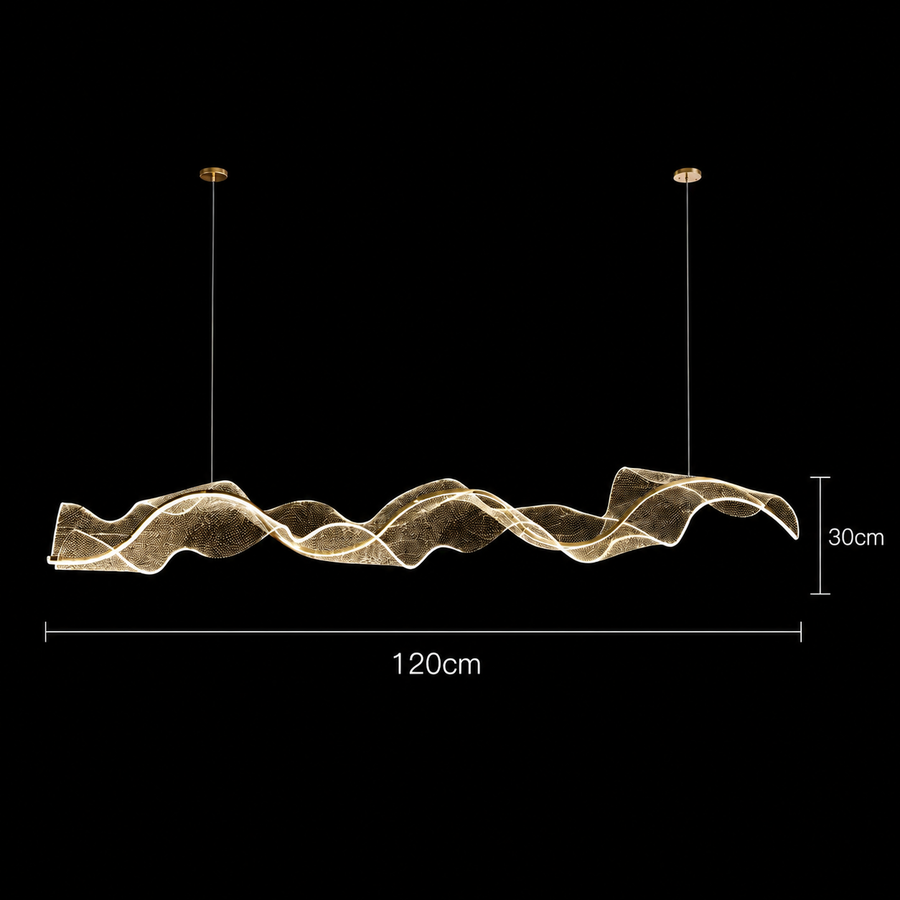 Hanging LED chandelier AMI 62W, Linear, Cold/Warm/Neutral light, Gold, Adjustable height