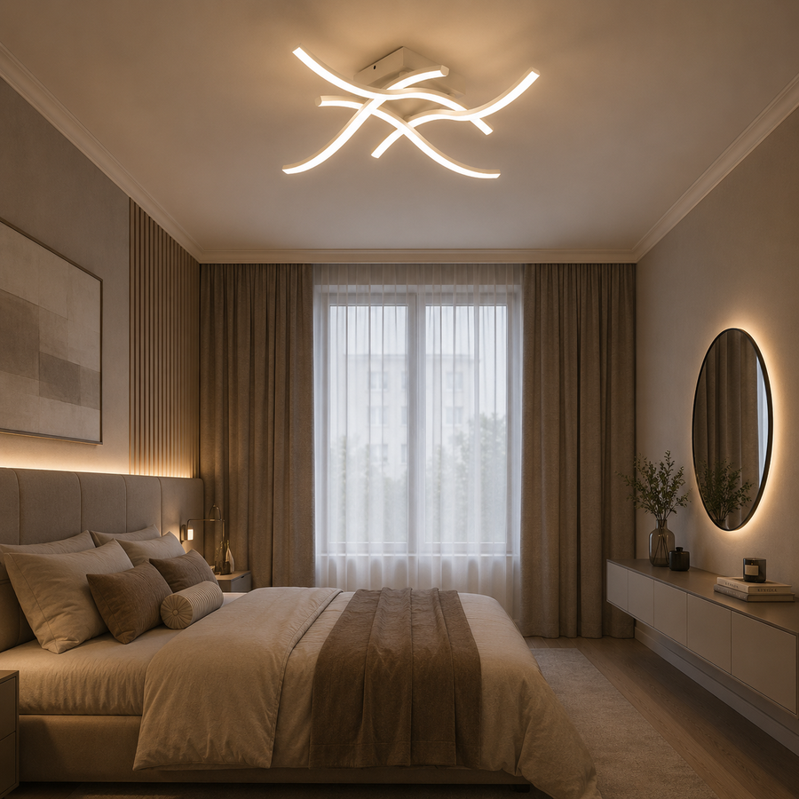 LED chandelier with remote control ANADYR 40W, 4 Elements, Cold/Warm/Neutral light, Dimmable, White
