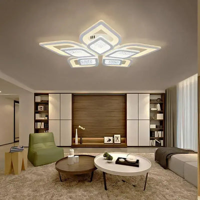 LED chandelier with remote control DALIA 96W, 5 Petals, Cold/Warm/Neutral light, Dimmable, White