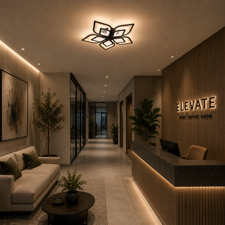 LED chandelier with remote control DALIA 96W, 5 Petals, Cold/Warm/Neutral light, Dimmable, Black