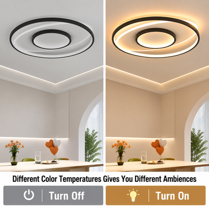 LED chandelier with remote control FIGURATO, 63W, 3 Circles, Cold/Warm/Neutral light, Dimmable, Black