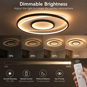 LED chandelier with remote control FIGURATO, 63W, 3 Circles, Cold/Warm/Neutral light, Dimmable, Black