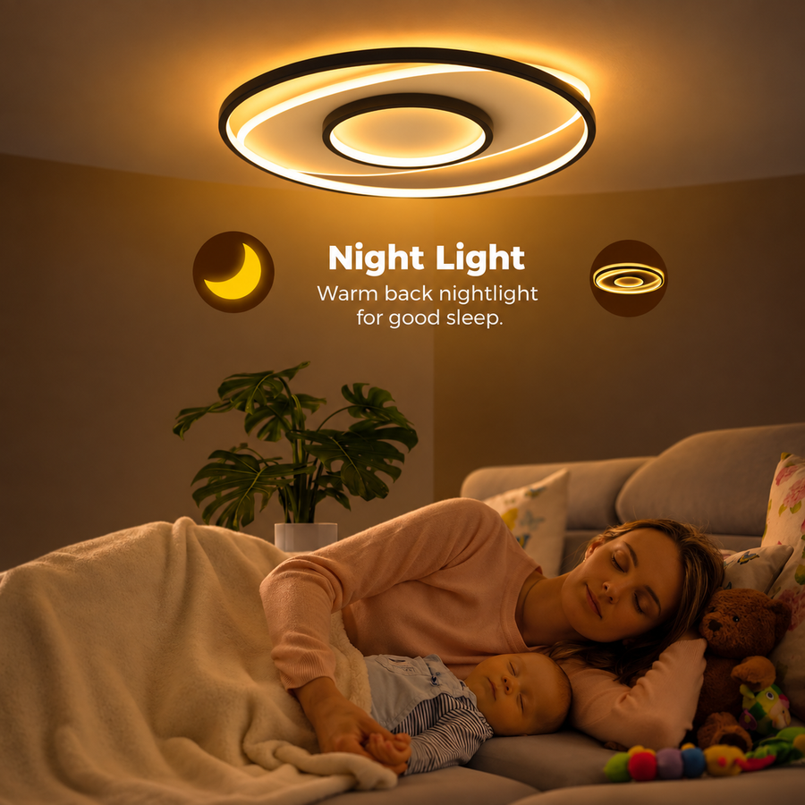 LED chandelier with remote control FIGURATO, 63W, 3 Circles, Cold/Warm/Neutral light, Dimmable, Black