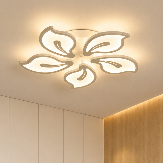 LED chandelier with remote control JASMINE 73W, 5 Petals, Cold/Warm/Neutral light, Dimmable, White