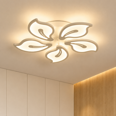 LED chandelier with remote control JASMINE 73W, 5 Petals, Cold/Warm/Neutral light, Dimmable, White