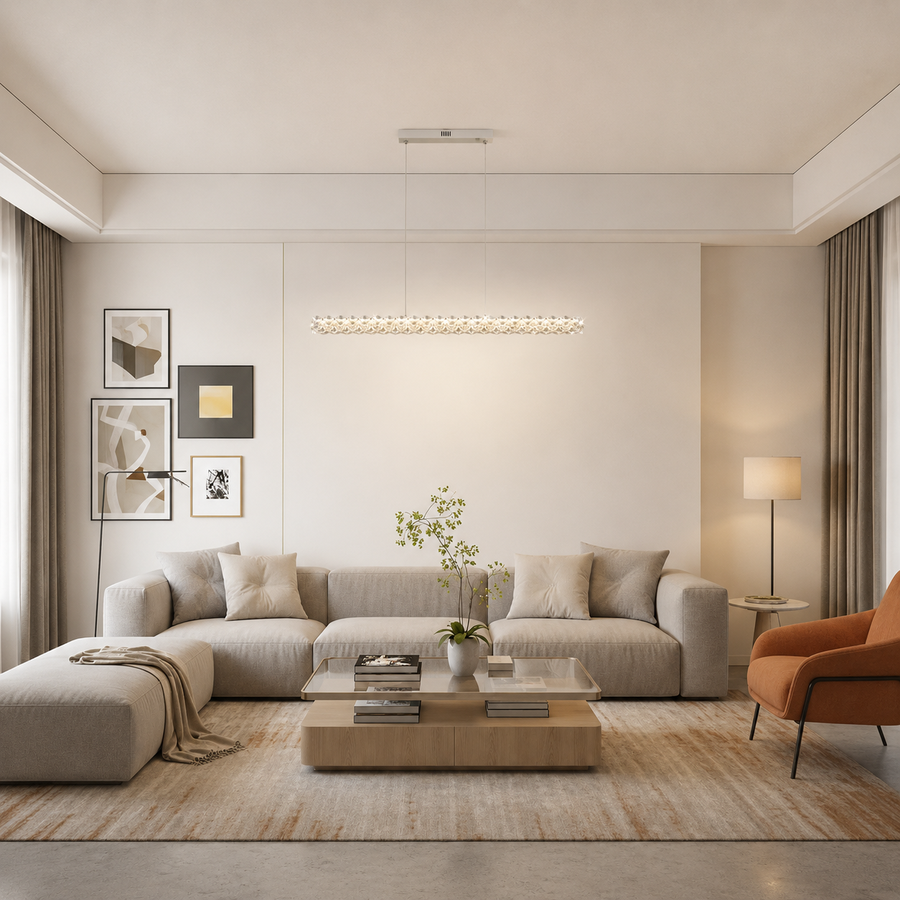 KANGNING Remote Control LED Chandelier, 3000K/4000K/6000K, 120W, Metal and Acrylic, White