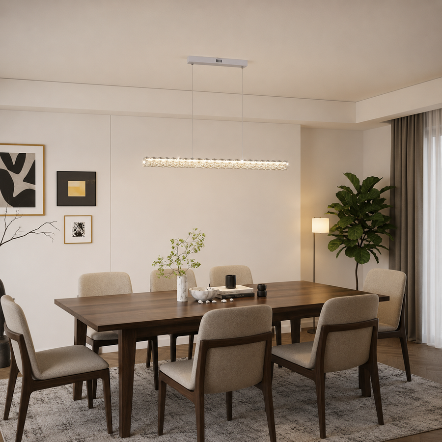KANGNING Remote Control LED Chandelier, 3000K/4000K/6000K, 120W, Metal and Acrylic, White