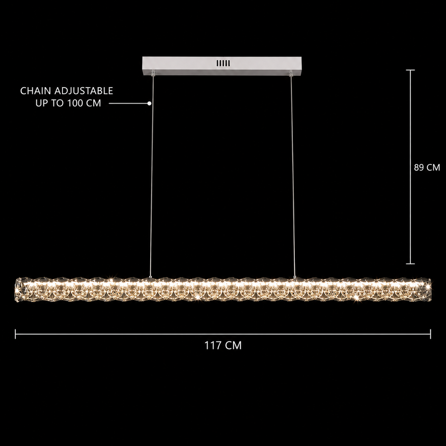 KANGNING Remote Control LED Chandelier, 3000K/4000K/6000K, 120W, Metal and Acrylic, White