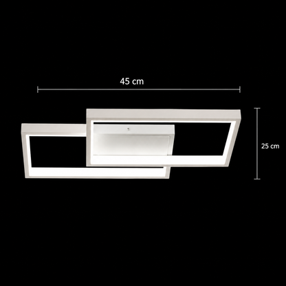 LED chandelier with remote control LANDYN 37W, 2 Squares, Cold/Warm/Neutral light, Dimmable, White