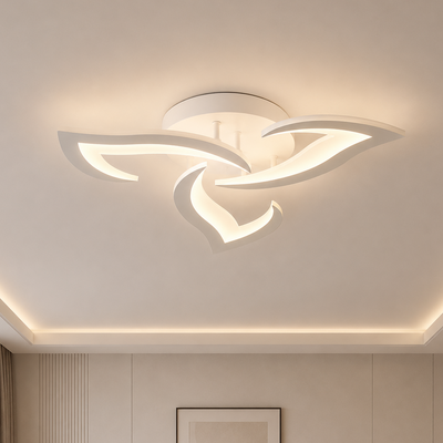 LED chandelier with remote control LOTUS 32W, 3 Petals, Cold/Warm/Neutral light, Dimmable, White