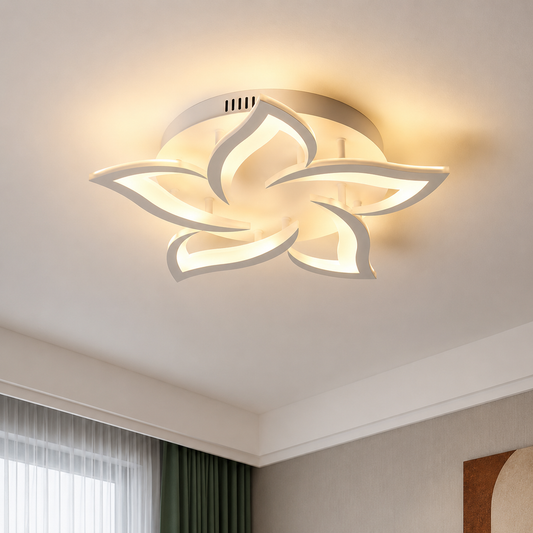 LED chandelier with remote control LOTUS 54W, 5 Petals, Cold/Warm/Neutral light, Dimmable, White