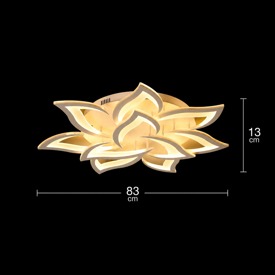 LED chandelier with remote control LOTUS 91W, 9 Petals, Cold/Warm/Neutral light, Dimmable, White