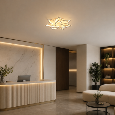 LED chandelier with remote control LOTUS 91W, 9 Petals, Cold/Warm/Neutral light, Dimmable, White
