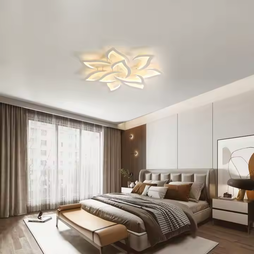 LED chandelier with remote control LOTUS 91W, 9 Petals, Cold/Warm/Neutral light, Dimmable, White LED chandelier with remote control Default Title Alessandro Design