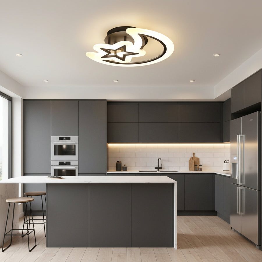 LED chandelier with remote control MOON AND STAR 59W, 2 Elements, Cold/Warm/Neutral light, Dimmable, Black LED chandeliers with remote control Default Title Alessandro Design